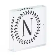 Letter N Floral Wreath Alphabet Acrylic Photo Block Frame Flowers