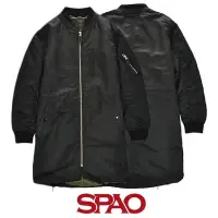 在飛比找蝦皮購物優惠-SPAO 黑色長版飛行外套