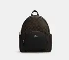 Coach Court Gold/Brown Black Signature Coated Canvas & Leather Backpack (5671)
