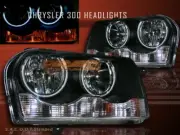05-09 CHRYSLER 300 TWIN HALO RIMS CCFL HEADLIGHTS BLACK 06 07 08 (for: Chrysler)