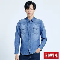 在飛比找蝦皮商城優惠-EDWIN 基本牛仔長袖襯衫(拔洗藍)-男款