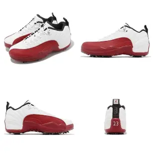 【NIKE 耐吉】高爾夫球鞋 Air Jordan XII Low 男鞋 白 紅 可拆式鞋釘 CHERRY AJ12(DH4120-161)