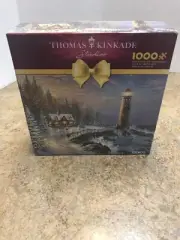 Thomas Kinkade Christmas Lighthouse 1000Pc Jigsaw Puzzle NIB Factory Sealed Bag