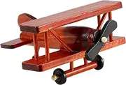 VALICLUD Vintage Wooden Airplane Model Decor Retro Wood Craft Plane Ornament for Home Desktop Rustic Aviation Style Unique Present for Collectors