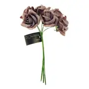 NEW Vivaldi Ribtex 6 Head Foam Rose with Glitter By Spotlight