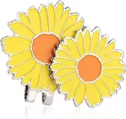 Magnetic Golf Ball Marker with Golf Hat Clip, Chrysanthemum Golf Ball Marker Novelty Golf Bag Decoration Accessories for Golf Bag Hat Women Men (Yellow)