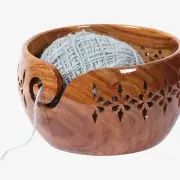 KnitNest: Wooden Yarn Bowl with Holes for DIY Knitting & Crocheting Accessories