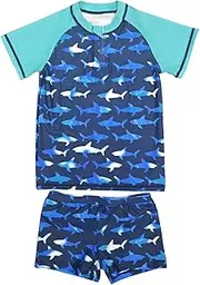 [Inno] Boys 2 Piece Rash Guard Set Swimsuit UPF 50+ Swimwear with Swim Trunks Bathing Suit Toddler to Big Kid (1-12)