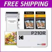 Bluetooth Mini 2 Retro Photo Printer Bundle - 68 Glossy Sheets for iOS & Android