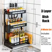 3 Tier Stainless Steel Storage Rack Countertop Spice Jars Bottle Shelf Kitchen Spice Rack #4
