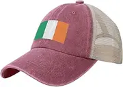 [Generic] Flag of Ireland Cowboy Mesh Baseball Cap for Irish Man Woman Outdoor Adjustable Denim Hat