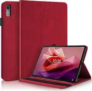 [CXTcase] for Lenovo Tab P12 12.7 inch 2023 Case Embossed Tree PU Leather Case Wallet Flip Cover Stand Function Tablet Case for Lenovo Tab P12 12.7 inch 2023 - Red