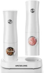 Electric Salt And Pepper Grinder Set With Type-C Set, Plastic - White