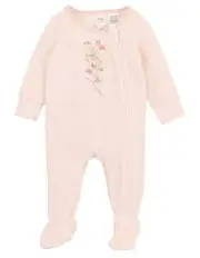 [Bebe by Minihaha] Nancy Velour Long Sleeve Zip Onesie in Pink