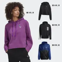 在飛比找momo購物網優惠-【adidas 愛迪達】運動上衣 大學T 帽T 黑白(GN2