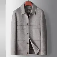 在飛比找ETMall東森購物網優惠-【巴黎精品】毛呢外套休閒西裝-羊毛條紋鵝絨保暖男外套2色p1