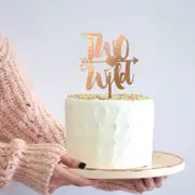 Acrylic Rose Gold 'Two Wild' with Arrow Cake Topper