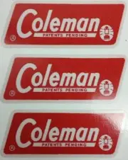 THREE NEW COLEMAN REPLACEMENT STICKER DECAL LANTERN STOVE 1965-1970 FREE SHIP