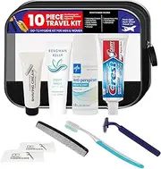 [Stuhrling Bottle] TrekTote 10-Piece Men's Travel Toiletry Kit offers TSA Approved Hygiene Essentials in a Convenient Traveling Accessories Set.