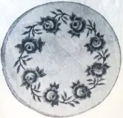 HOOKED RUG PATTERN Burlap ROSE CIRCLET Uncut 38” Round Hooking Sealed LeeWards