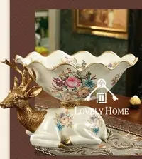 在飛比找Yahoo!奇摩拍賣優惠-（台中 可愛小舖）歐式古典風格白色金鹿造型樹指面紙盒水果盤居