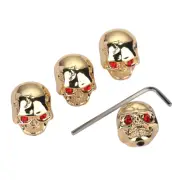 4Pcs Metal Skull Knobs Volume Tone Speed Control Knobs for Guitar Bass Gold