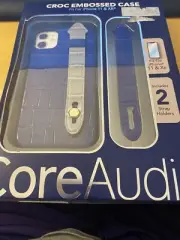 Core Audio Croc Embossed Case iPhone 11 & XR Stylish Protective 2 straps BLUE