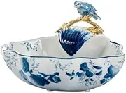 Fruit and Produce Storage Basket Candy Plate Blue and White Ceramic Small Fruit Plate Living Room Coffee Table Snack Plate Entrance Decoration Gift Fruit Plate Suitable for Kitchen Counters