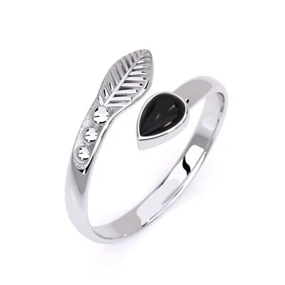 925 Sterling Silver Toe Ring Adjustable Foot Ring Jewelry for Women (Black Onyx)
