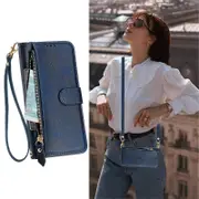 Gangxun Case for Oneplus Nord 4 5G Zipper Handbag Wallet Leather Cover with Crossbody Detachable Lanyard Strap Compatible with Oneplus Nord 4 5G Blue