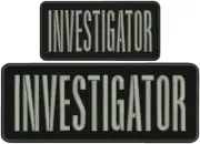 investigator embroidery patch 4x10 and 3x6 inches silver letters