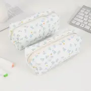 Simple Floral Pencil Case Portable Cartoon Canvas Stationery Storage Bag Gifts