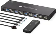 KVM Switch HDMI 4K60Hz Edid Emulation USB 3.0 KVM Switch 1 Monitor 4 Computers 4