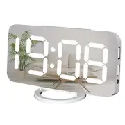 White Digital Alarm Clock for Bedrooms, Small Desk Table Bedside Pure White