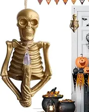 Skeleton with Light,Halloween Skeleton Skull Lights - Realistic Light-Up Spooky Scary Skeleton, Halloween Supplies Decor