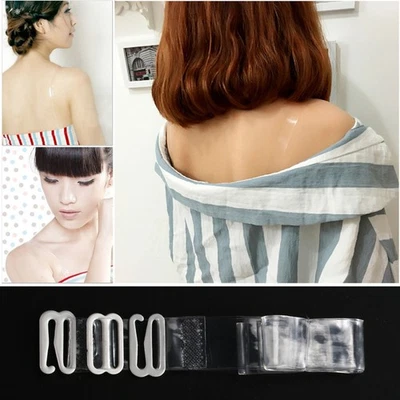 6Pairs Clear Elastic Invisible Straps Adjustable for Standard Bras