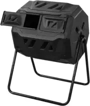 Groverdi 160L Compost Bin Outdoor Dual Chamber Tumbling Composter BPA Free