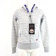 NAPAPIJRI Jacke Sweatjacke Damen Sweat Grau Weiß Gestreift mit Kapuze BOWEN Neu