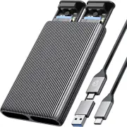 ORICO Dual M.2 Nvme SSD Enclosure, USB C to M2 Adapter for M Key Pcie 2230/2242/