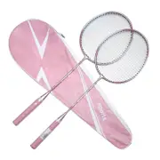2pcs Badminton Rackets and Carrying Bag Set Badminton Racquet Set Indoor Outdoor Pink
