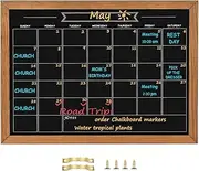 Umtiti Calendar Chalkboard, 10.6" * 14.6", Magnetic Surface Rustic Brown Solid Pine Wood Frame Chalk Board for Planning/School Timetable/Memo, Hanging Board for Office, School and Home(YLHB-QZ-2737)