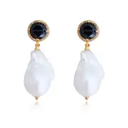 Culturesse Jacquelyn Pearls Australian Zirconia 24K Earrings For Pierced Ears
