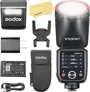 Godox V100C V100 C Round Head Camera Flash for Canon Camera Flash Speedlite Speedlight,100Ws 2.4G TTL1/8000 HSS,400 Full Power Flashes,7.2V/2980mAh Li-ion Battery,1.7s Recycle Time,LED Modeling Lamp