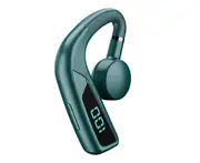 V18 Bluetooth-compatible Earphone Ear Hook Bone Conduction LED Digital Display Business Sports Wireless Headset for Driving -Green