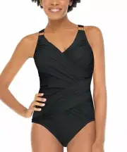 NWT Spanx 'Whittle Waistline' Drape One Piece Swimsuit Sz 12