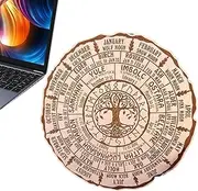 Mwqpgyh Pagan Wheel of the Year - Round Wooden Wheel of the Year Ornament | Wheel of the Year Ornament for Sabbats Pagan Witch Christmas Decor