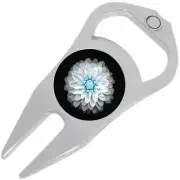 Flower on Black Golf Ball Marker Divot Repair Tool Bottle Opener