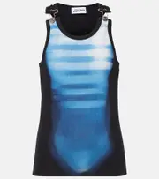 [Jean Paul Gaultier] Jean Paul Gaultier Le Male printed cotton-blend jersey tank top AU 8 blue