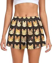 [FRODOTGV] Cute Cats Black Athletic Shorts for Women Loose & Comfy Gym Shorts for Soccer Teenis Exercise Indoor S