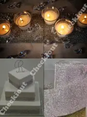 4.5"x10 Yard Silver Wedding Decoration Rhinestone Diamond Wraps Ribbon Mesh Roll